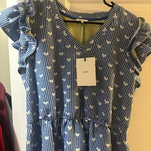 Blue Gingham heart top